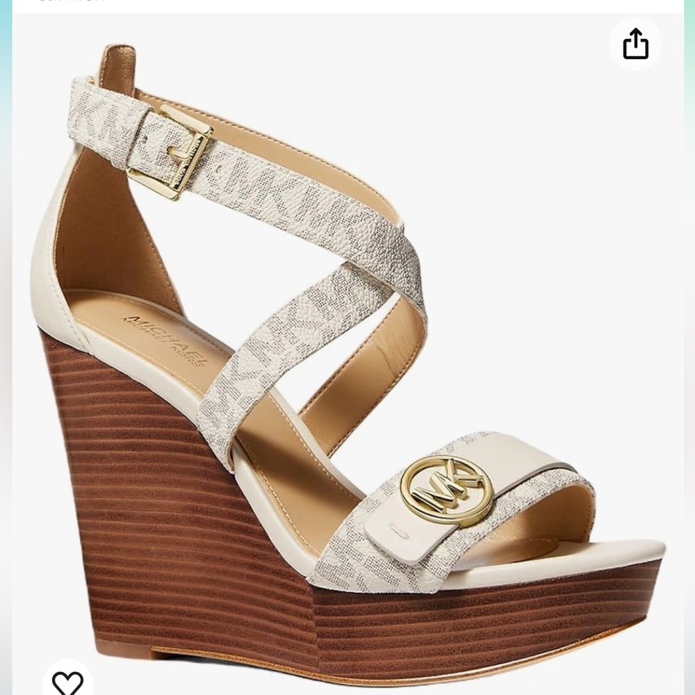 Michael Kors Carmen Logo Faux Leather Wedge Sandal ✨brand new✨No box